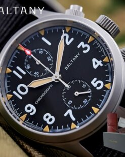 Baltany Quartz Military Chronograph S5033  Stainless Steel 39mm Case Fabric Strap 100M Waterproof VK61 Multifunction Watches